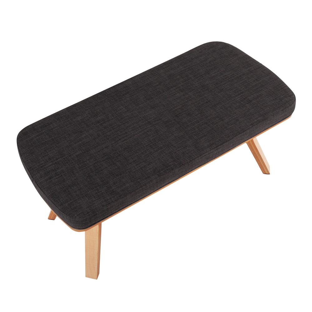 Natural Wood, Charcoal Fabric Folia Bench. Picture 5