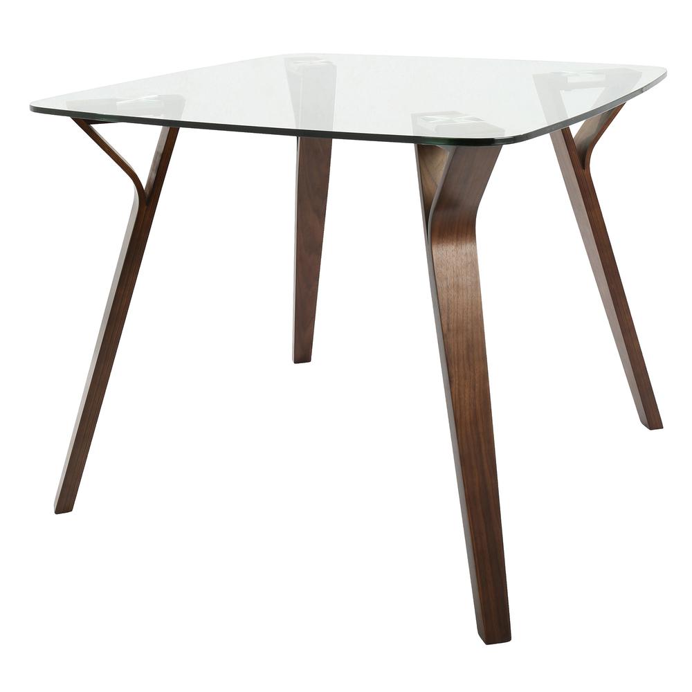 Walnut, Clear Glass Folia Dinette Table. Picture 2