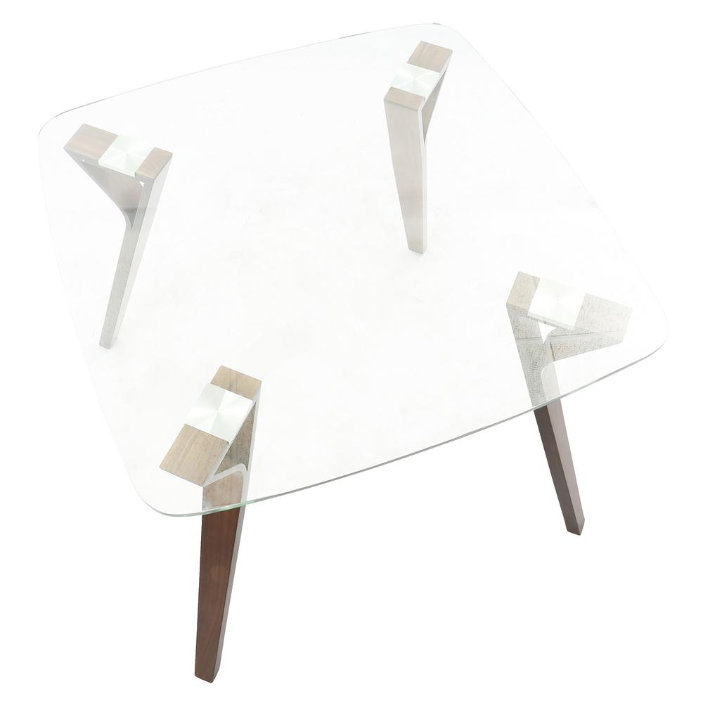 Walnut, Clear Glass Folia Dinette Table. Picture 4