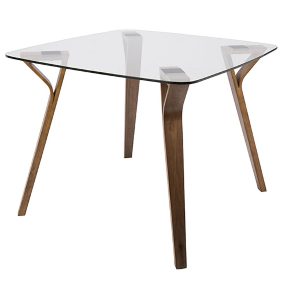 Walnut, Clear Glass Folia Dinette Table. Picture 1
