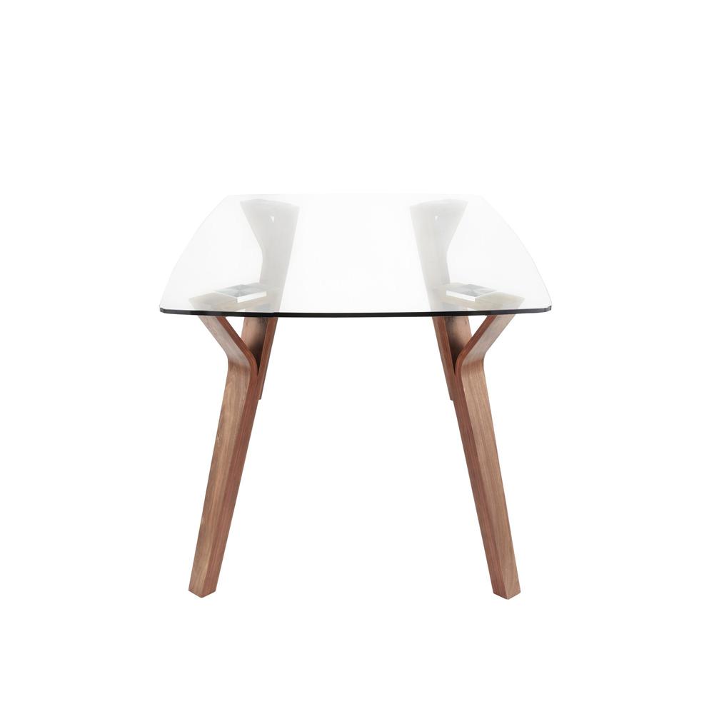 Walnut Wood, Clear Glass Folia Dining Table. Picture 2