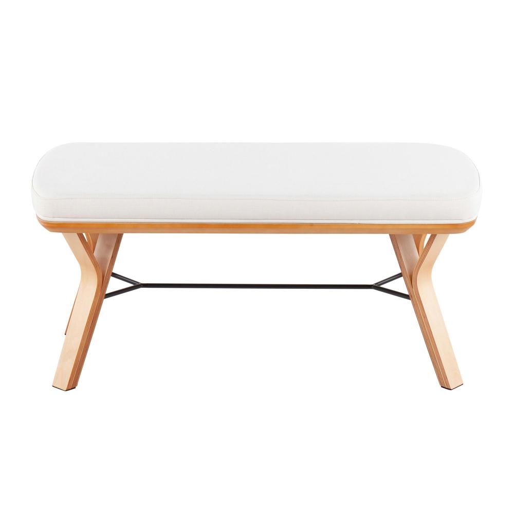 Natural Wood, Cream Fabric Folia Bench. Picture 4