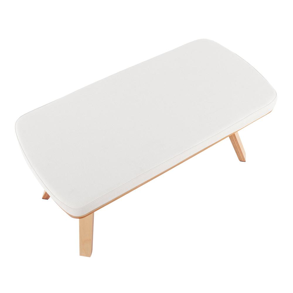 Natural Wood, Cream Fabric Folia Bench. Picture 5
