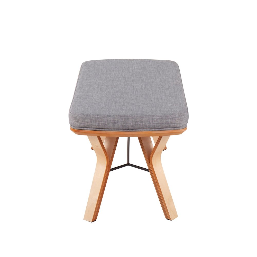 Natural Wood, Light Grey Fabric Folia Bench. Picture 2