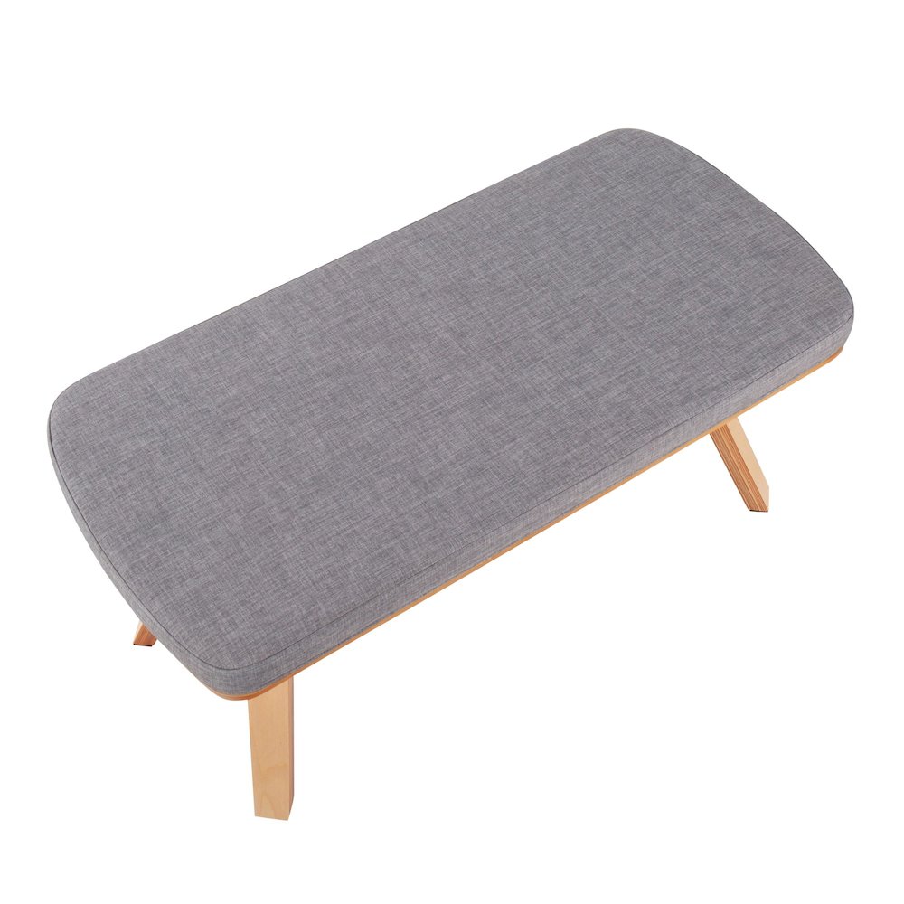 Natural Wood, Light Grey Fabric Folia Bench. Picture 5