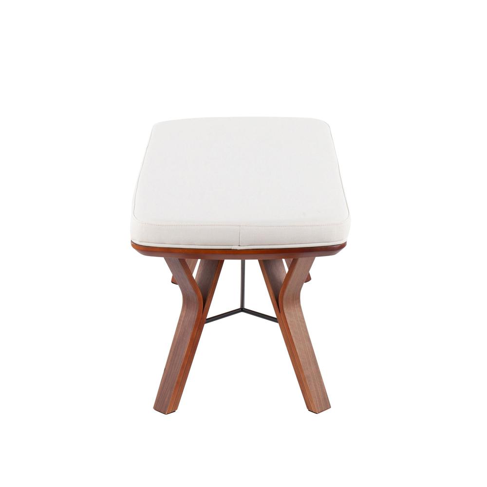 Walnut Wood, Cream Fabric Folia Bench. Picture 2