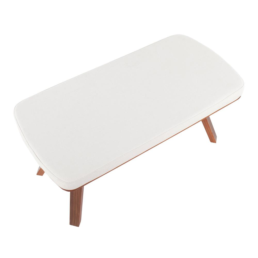 Walnut Wood, Cream Fabric Folia Bench. Picture 5