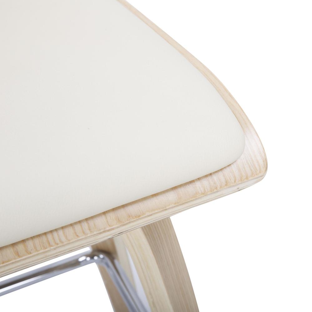 Natural Wood, Cream PU, Chrome Folia Counter Stool - Set of 2. Picture 7