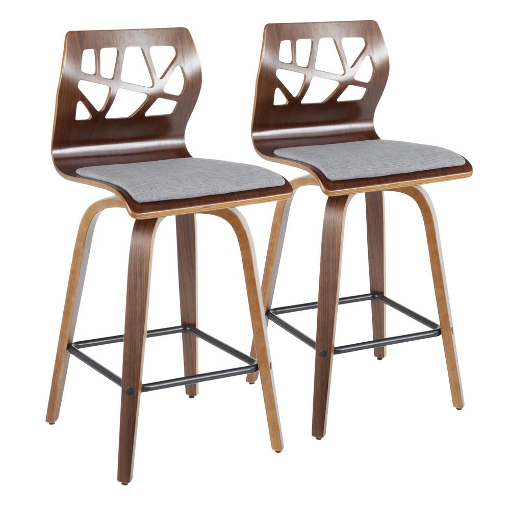 Grey Folia 26" Fixed Height Counter Stool - Set of 2. Picture 1