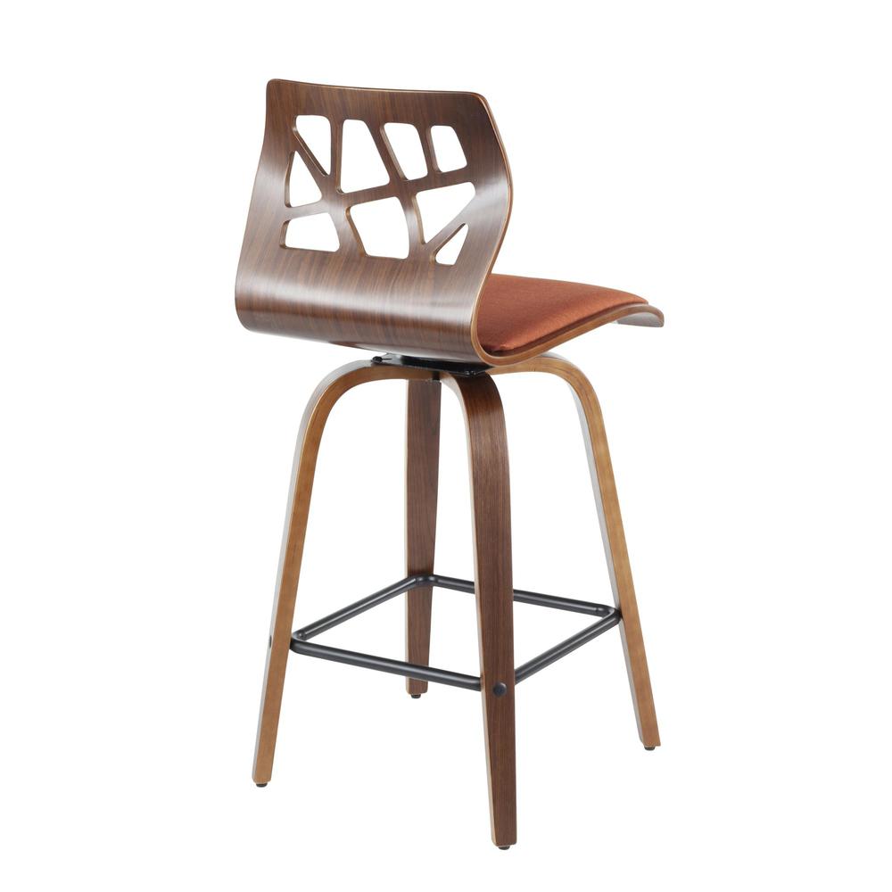 Orange Folia 26" Fixed Height Counter Stool - Set of 2. Picture 4