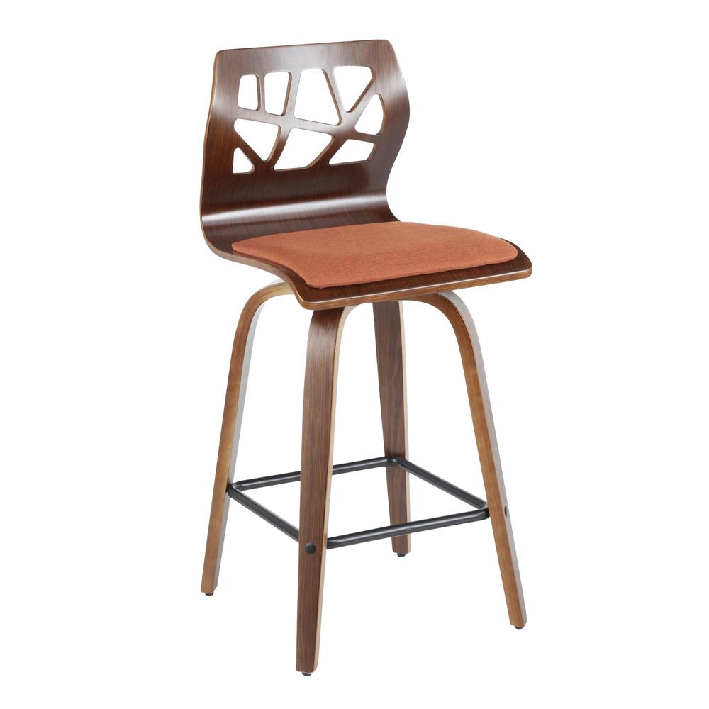 Orange Folia 26" Fixed Height Counter Stool - Set of 2. Picture 2
