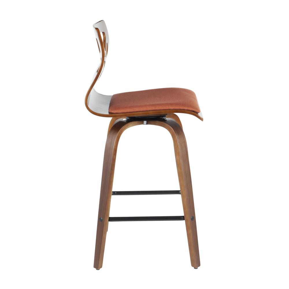 Orange Folia 26" Fixed Height Counter Stool - Set of 2. Picture 3
