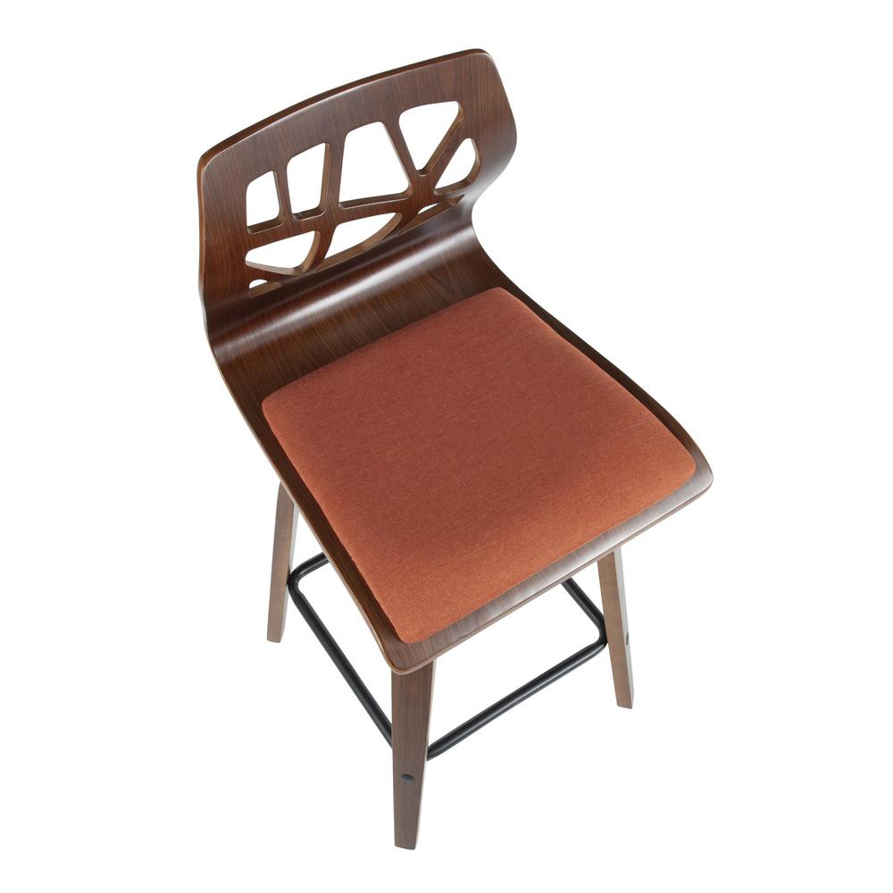 Orange Folia 26" Fixed Height Counter Stool - Set of 2. Picture 7