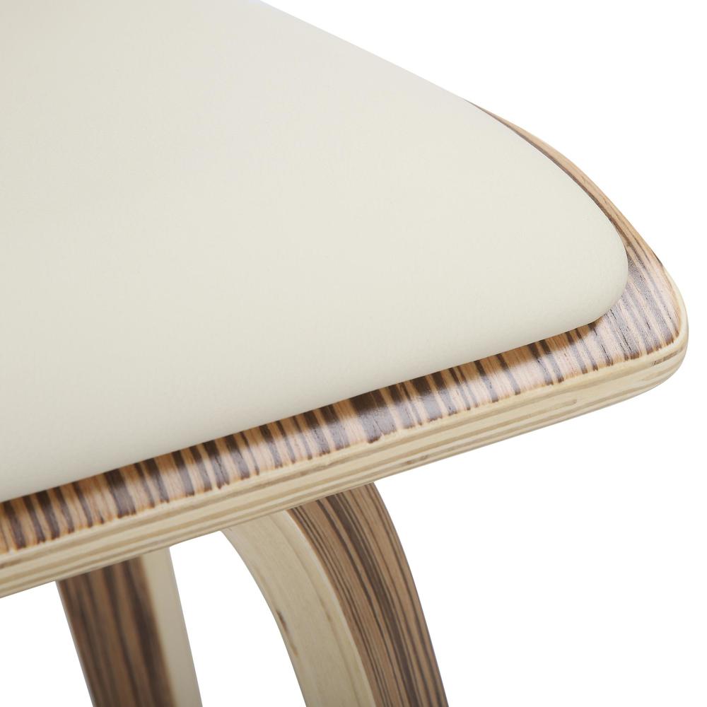 Zebra Wood, Cream PU, Chrome Folia Counter Stool - Set of 2. Picture 8