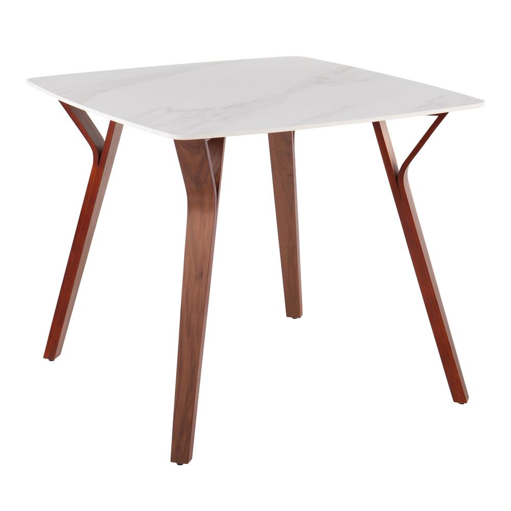 Walnut Wood, White Marble Folia Dinette Table. Picture 1