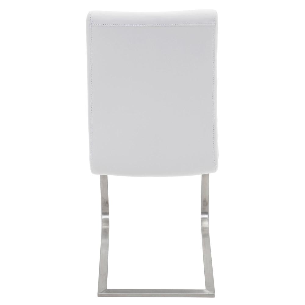 Stainless Steel, White PU Foster Dining Chair - Set of 2. Picture 5