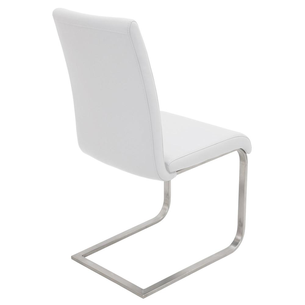 Stainless Steel, White PU Foster Dining Chair - Set of 2. Picture 4