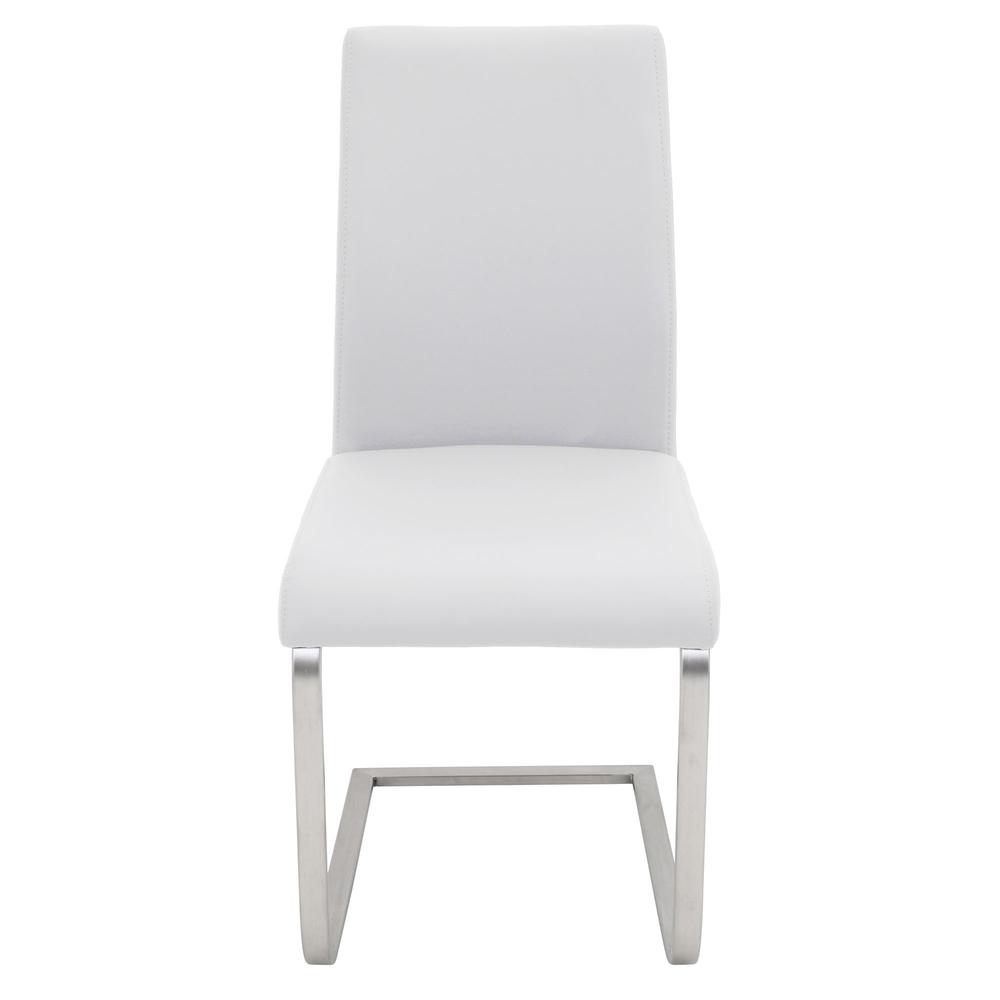 Stainless Steel, White PU Foster Dining Chair - Set of 2. Picture 6
