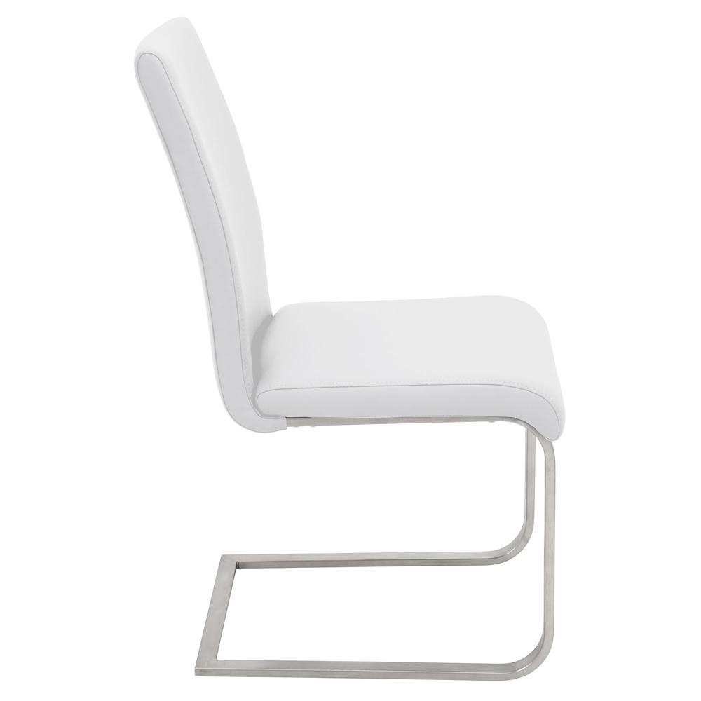 Stainless Steel, White PU Foster Dining Chair - Set of 2. Picture 3