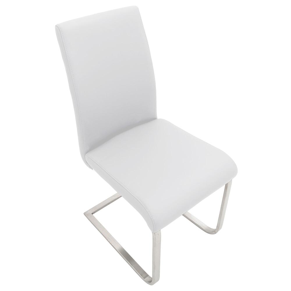 Stainless Steel, White PU Foster Dining Chair - Set of 2. Picture 7