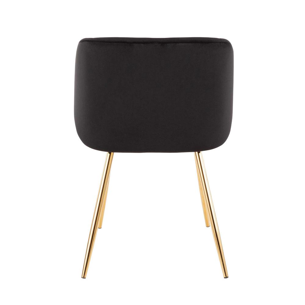 Gold Metal, Black Velvet Fran Chair - Set of 2. Picture 5