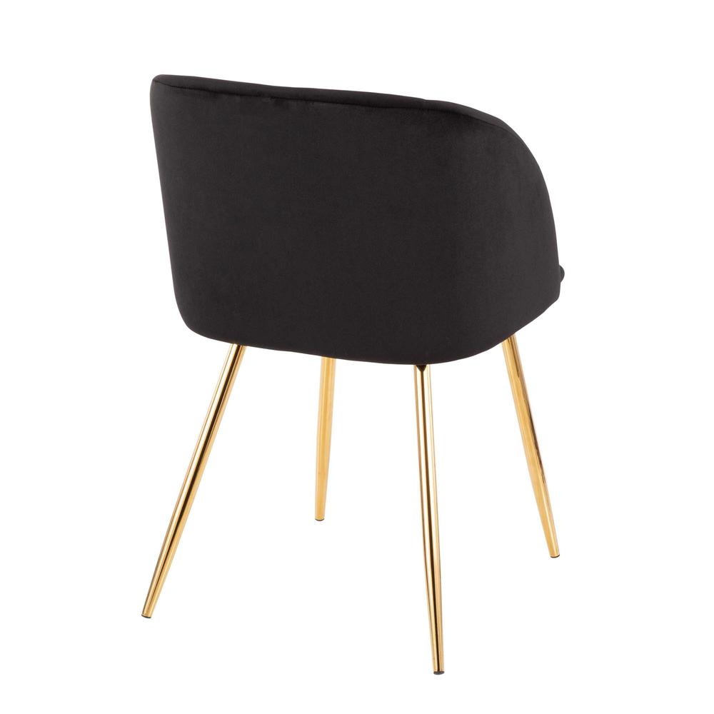 Gold Metal, Black Velvet Fran Chair - Set of 2. Picture 4