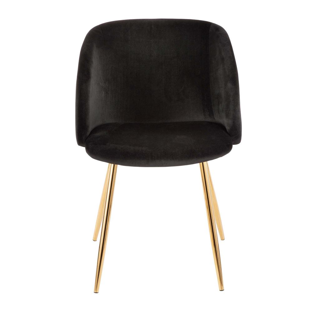 Gold Metal, Black Velvet Fran Chair - Set of 2. Picture 6