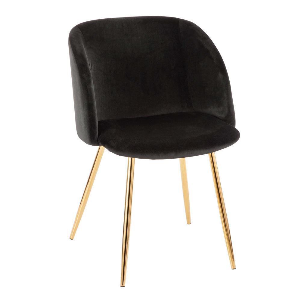 Gold Metal, Black Velvet Fran Chair - Set of 2. Picture 2