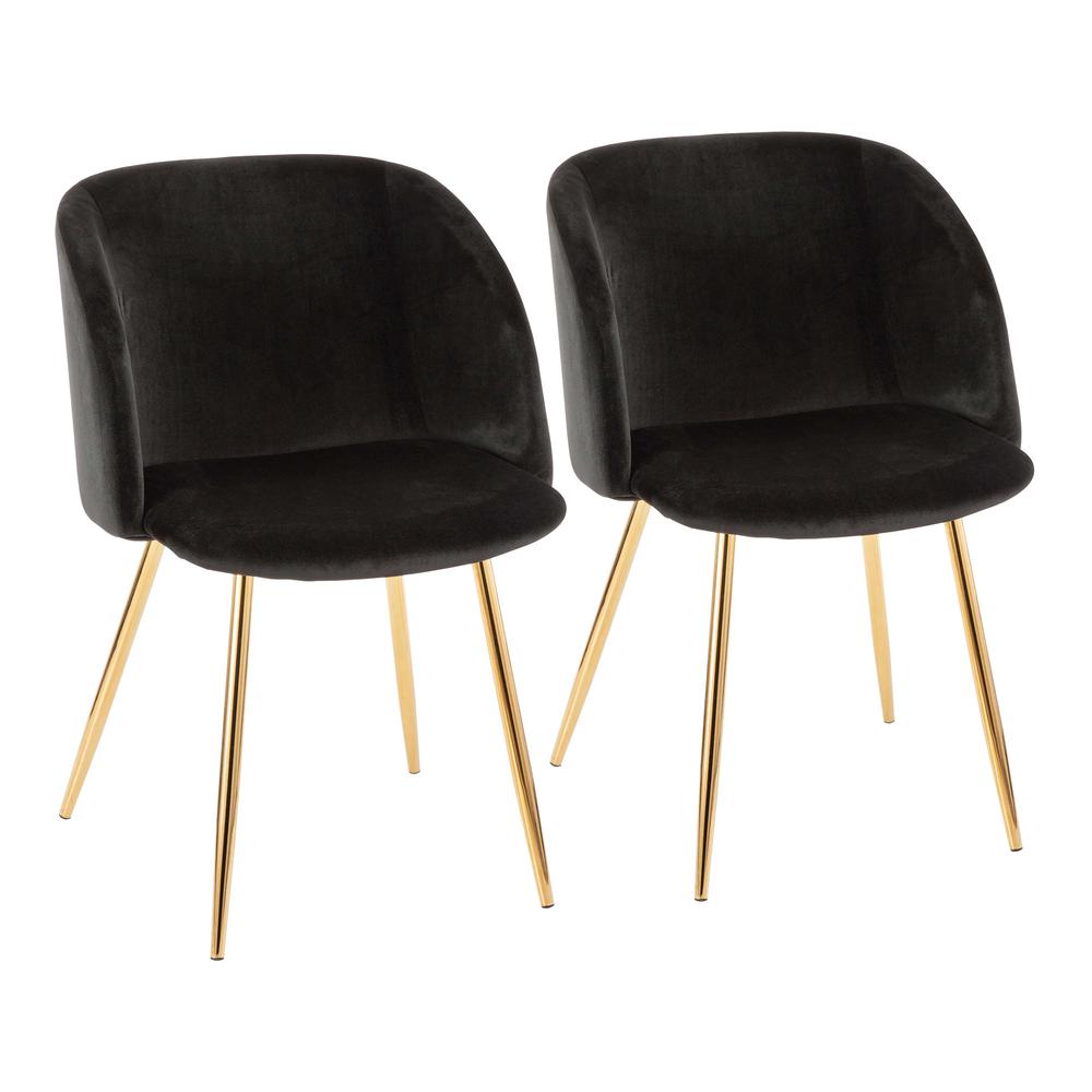 Gold Metal, Black Velvet Fran Chair - Set of 2. Picture 1