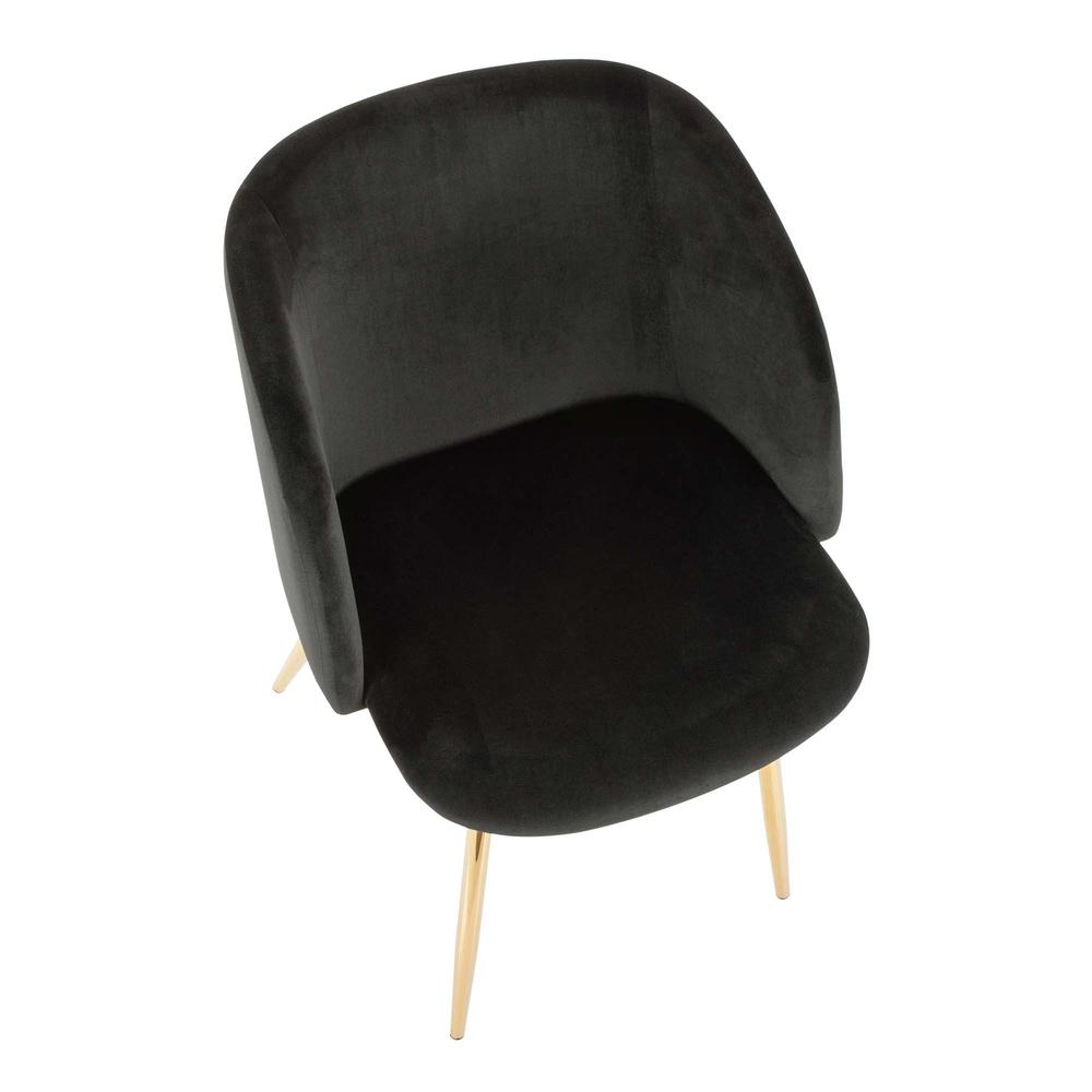 Gold Metal, Black Velvet Fran Chair - Set of 2. Picture 7