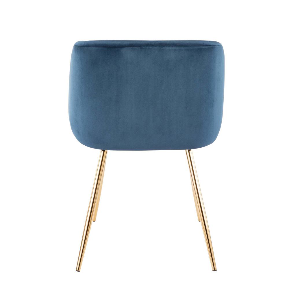 Gold Legs, Blue Velvet Fran Chair - Set of 2. Picture 5