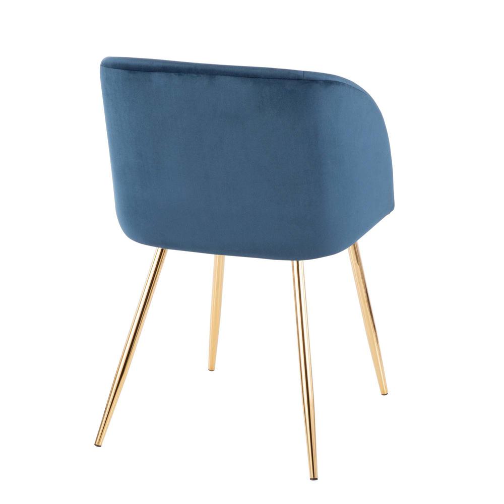 Gold Legs, Blue Velvet Fran Chair - Set of 2. Picture 4