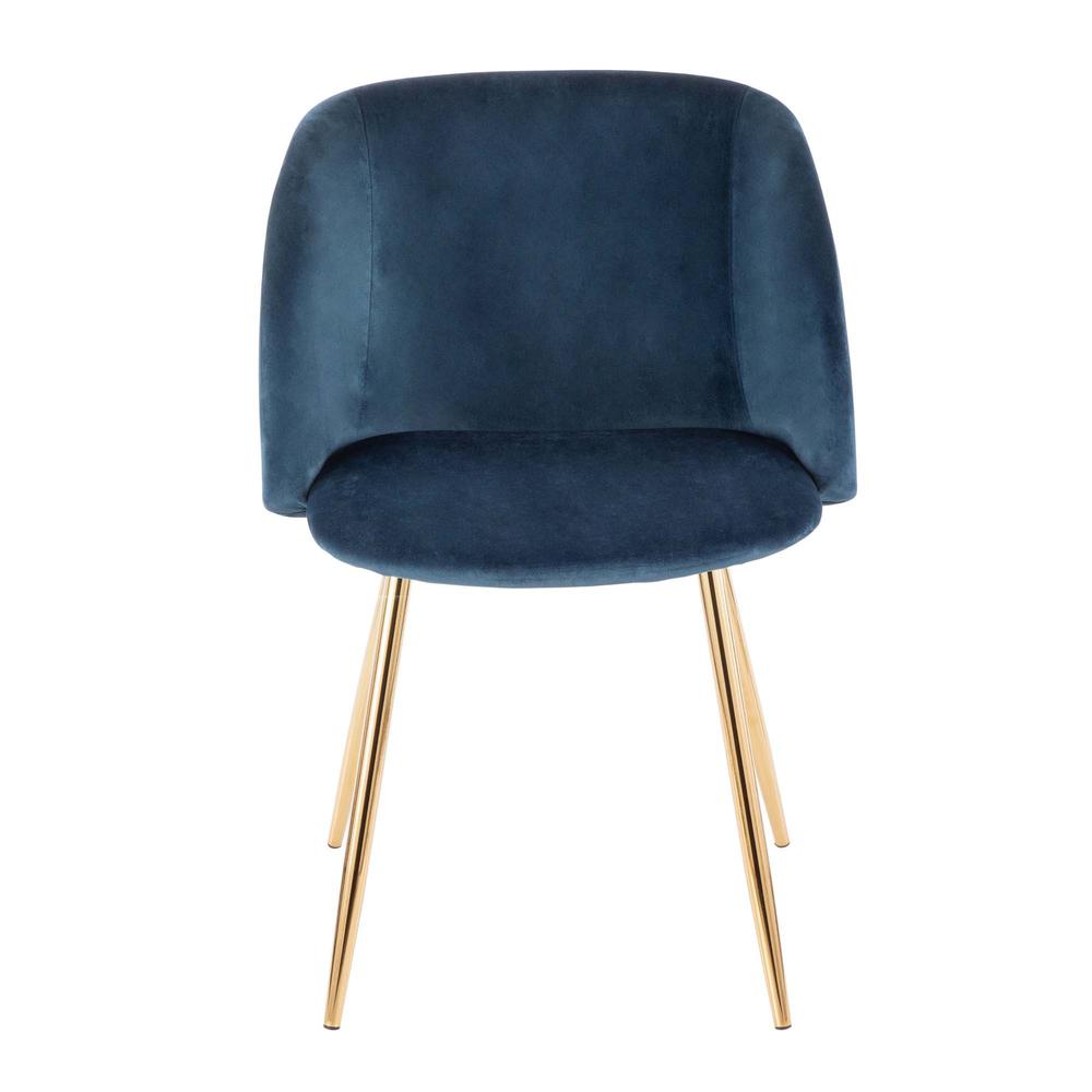 Gold Legs, Blue Velvet Fran Chair - Set of 2. Picture 6