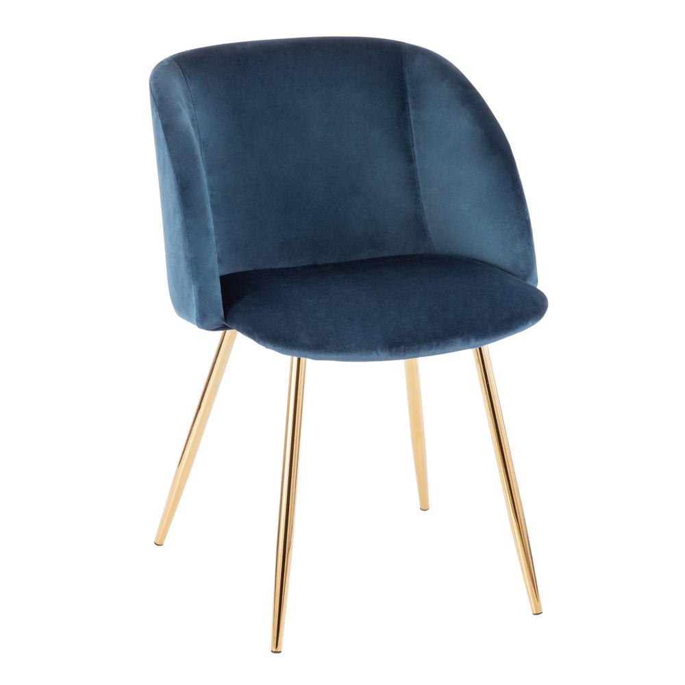 Gold Legs, Blue Velvet Fran Chair - Set of 2. Picture 2