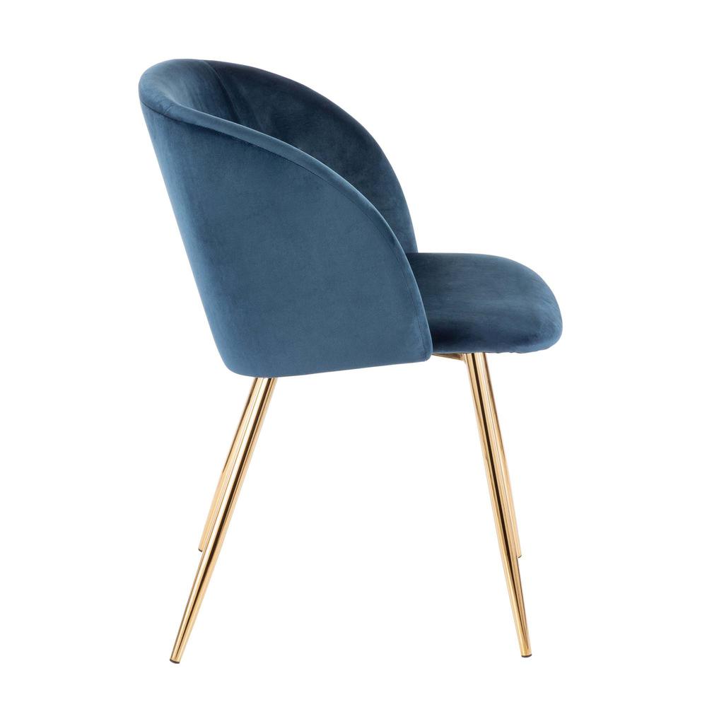 Gold Legs, Blue Velvet Fran Chair - Set of 2. Picture 3