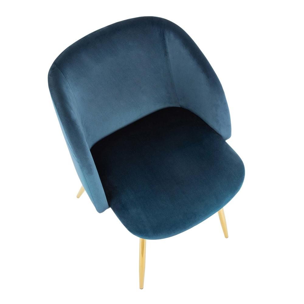 Gold Legs, Blue Velvet Fran Chair - Set of 2. Picture 7