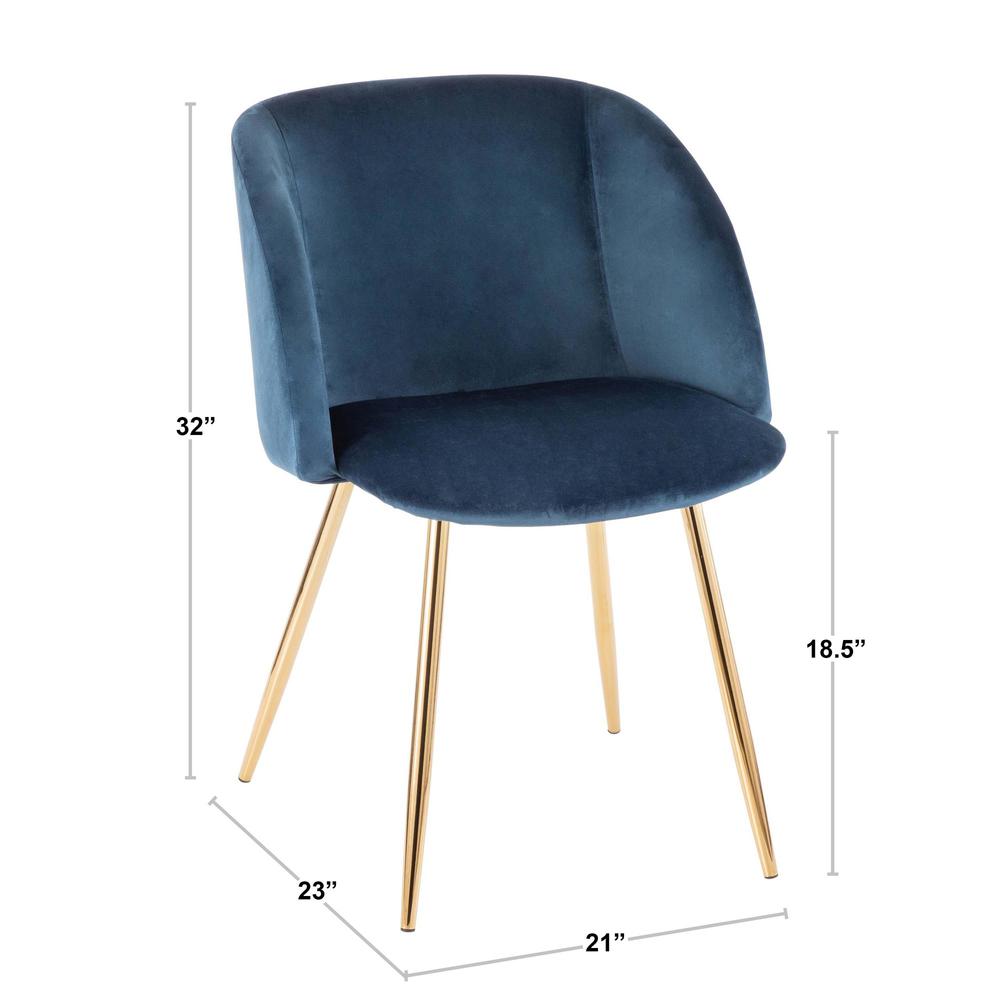 Gold Legs, Blue Velvet Fran Chair - Set of 2. Picture 8