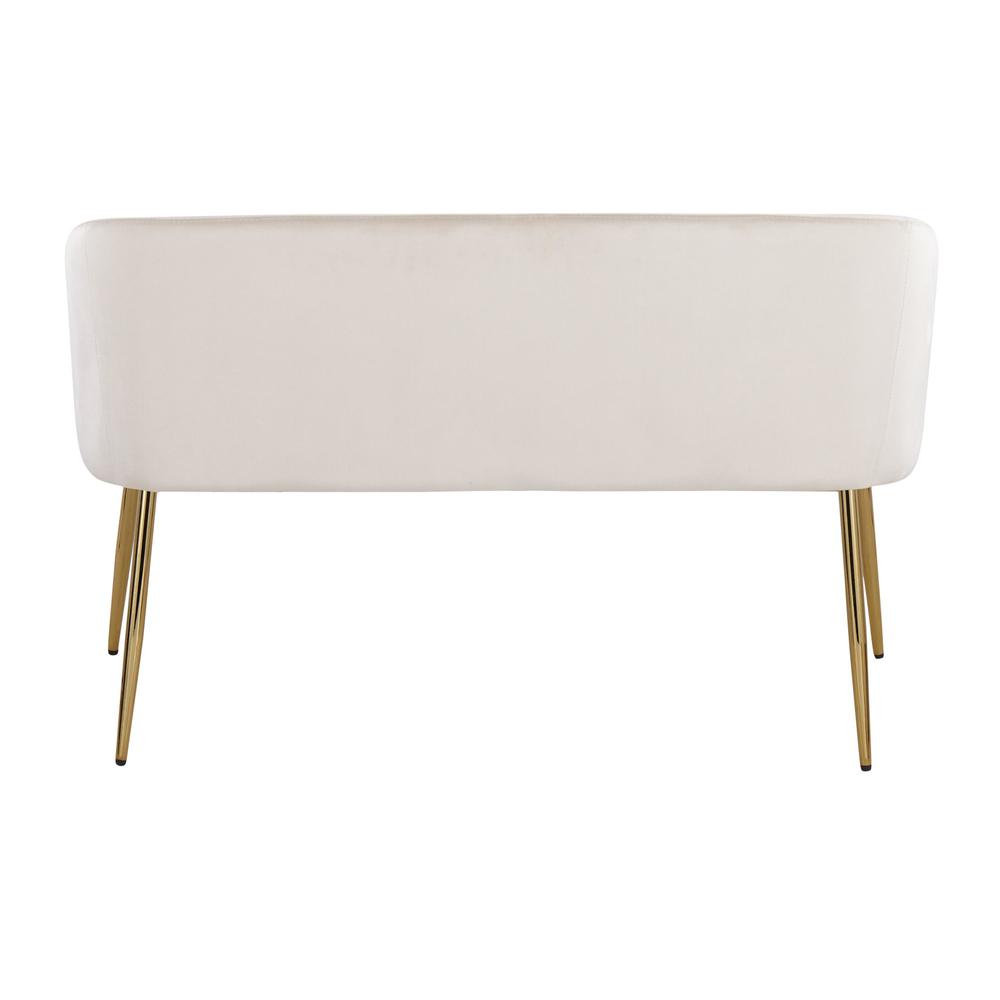 Gold Steel, Cream Velvet Fran Bench. Picture 4