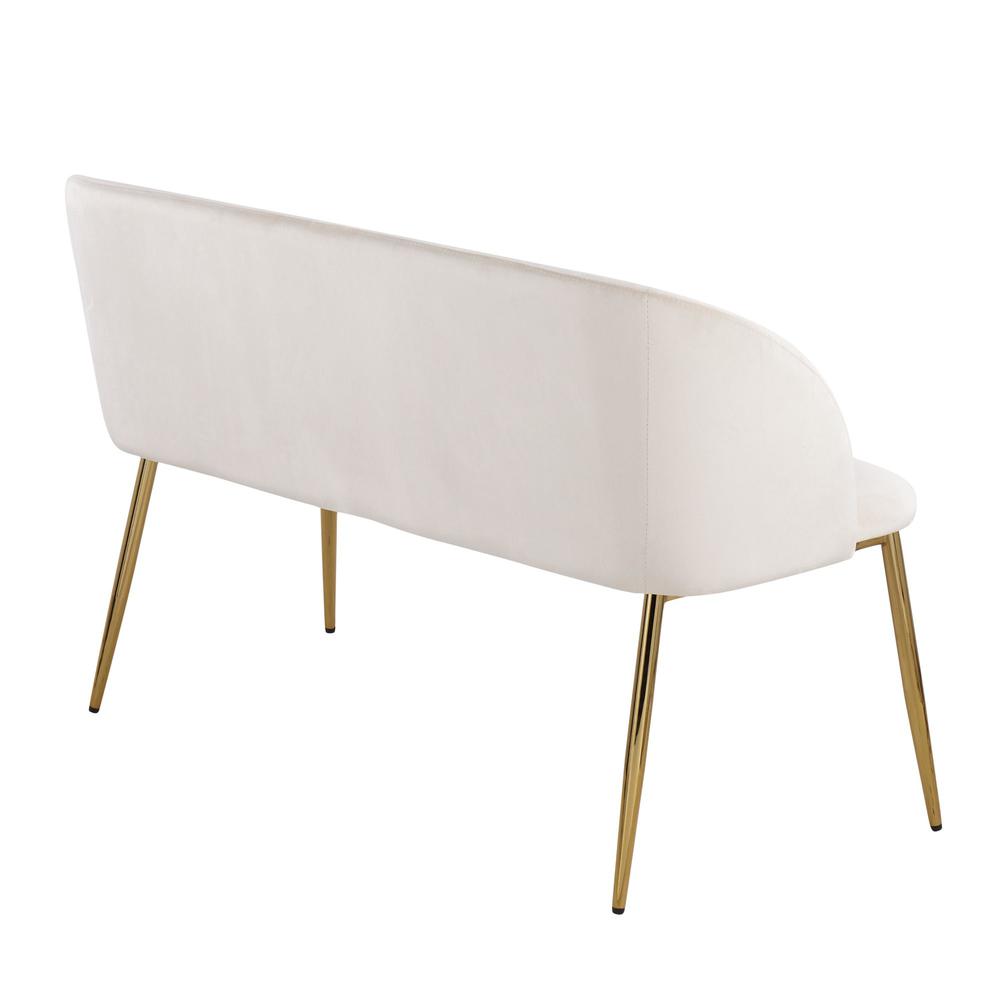 Gold Steel, Cream Velvet Fran Bench. Picture 3