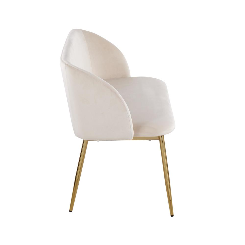 Gold Steel, Cream Velvet Fran Bench. Picture 2