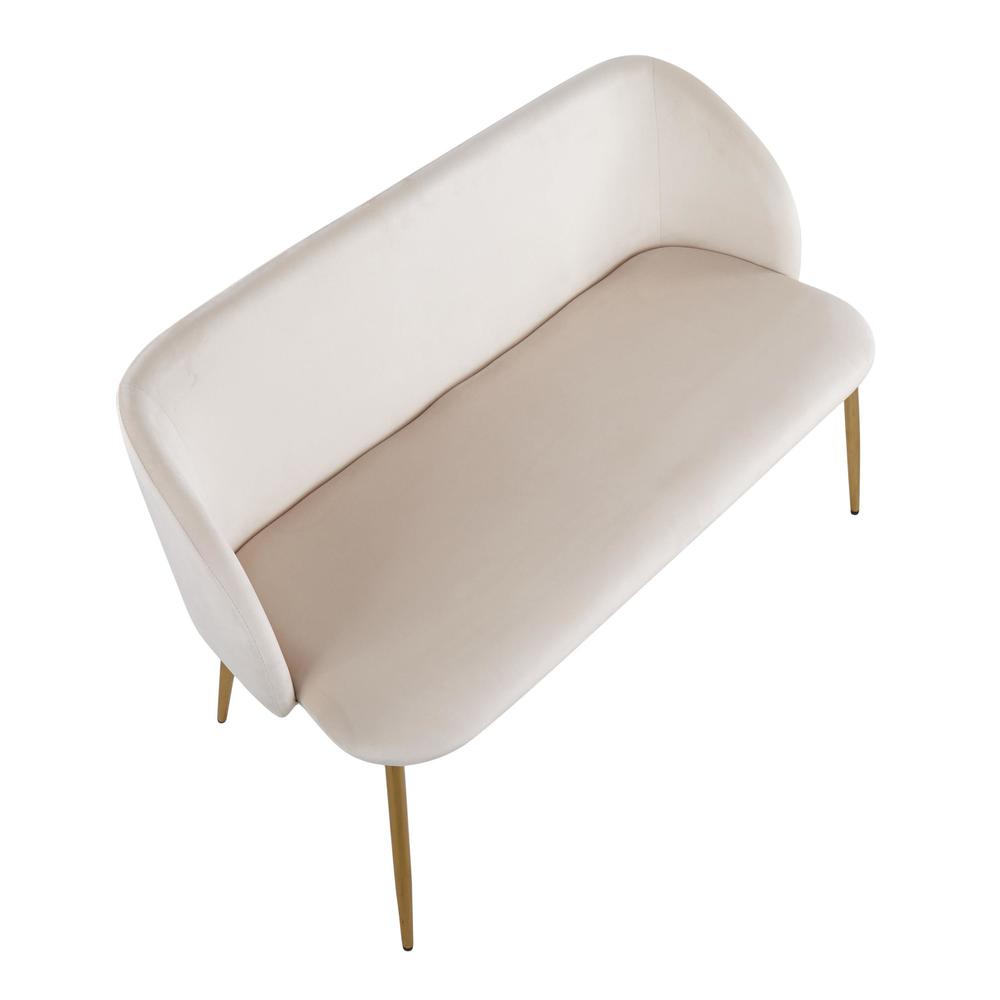 Gold Steel, Cream Velvet Fran Bench. Picture 6