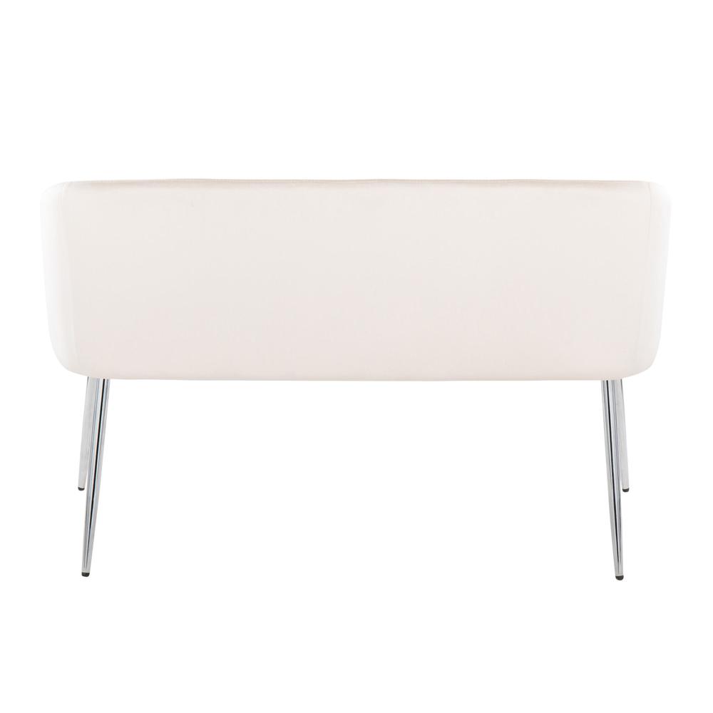 Chrome Metal, Cream Velvet Fran Bench. Picture 4