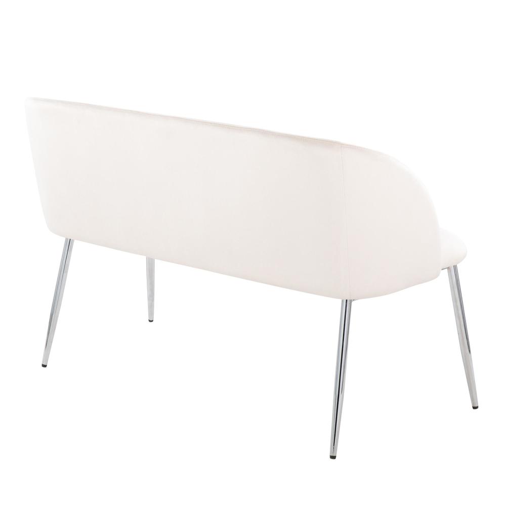 Chrome Metal, Cream Velvet Fran Bench. Picture 3