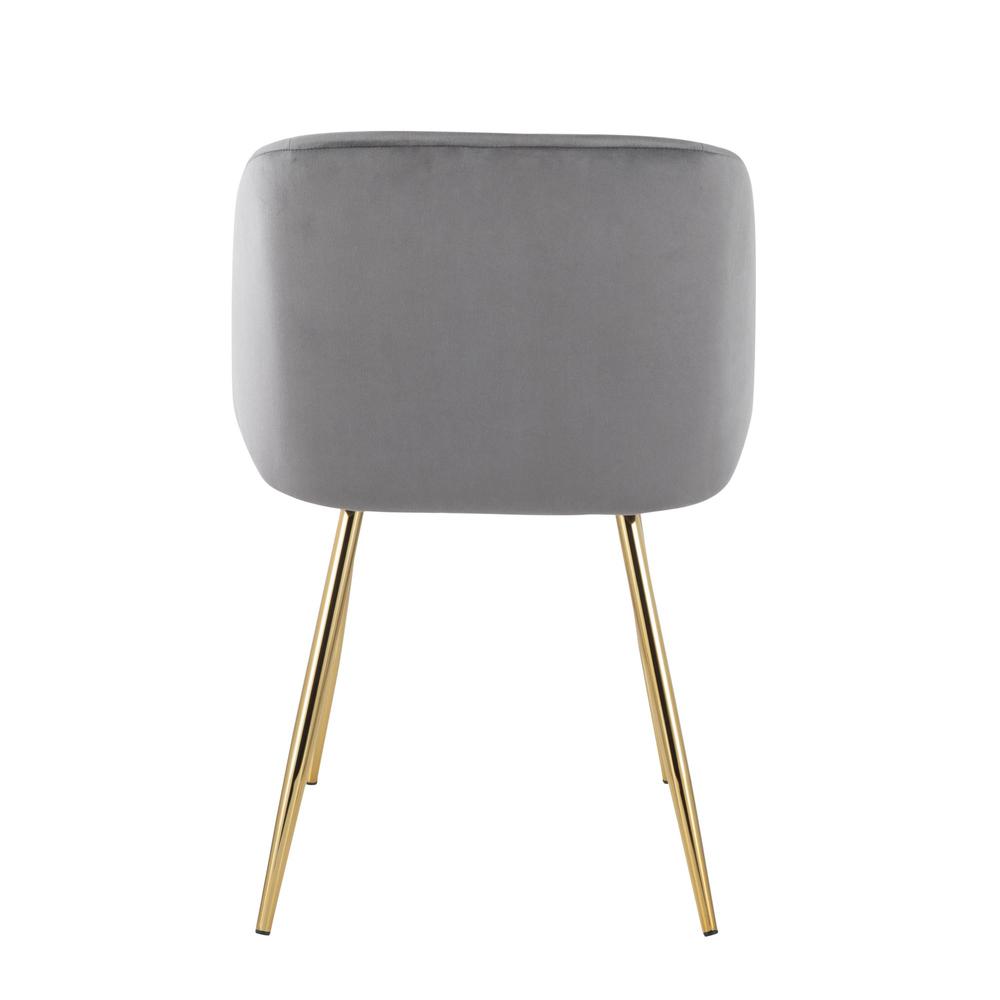 Gold Steel, Silver Velvet Fran Chair - Set of 2. Picture 5