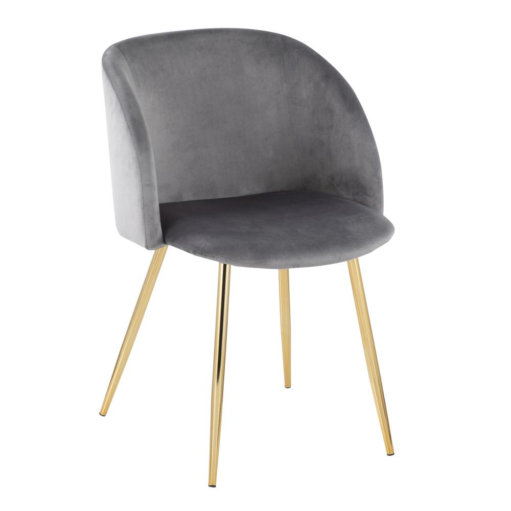 Gold Steel, Silver Velvet Fran Chair - Set of 2. Picture 2