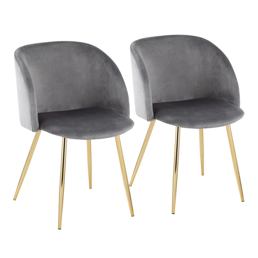 Gold Steel, Silver Velvet Fran Chair - Set of 2. Picture 1
