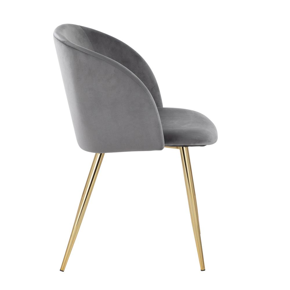 Gold Steel, Silver Velvet Fran Chair - Set of 2. Picture 3