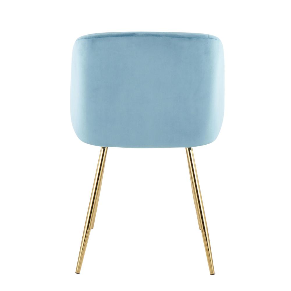 Gold Steel, Light Blue Velvet Fran Chair - Set of 2. Picture 5