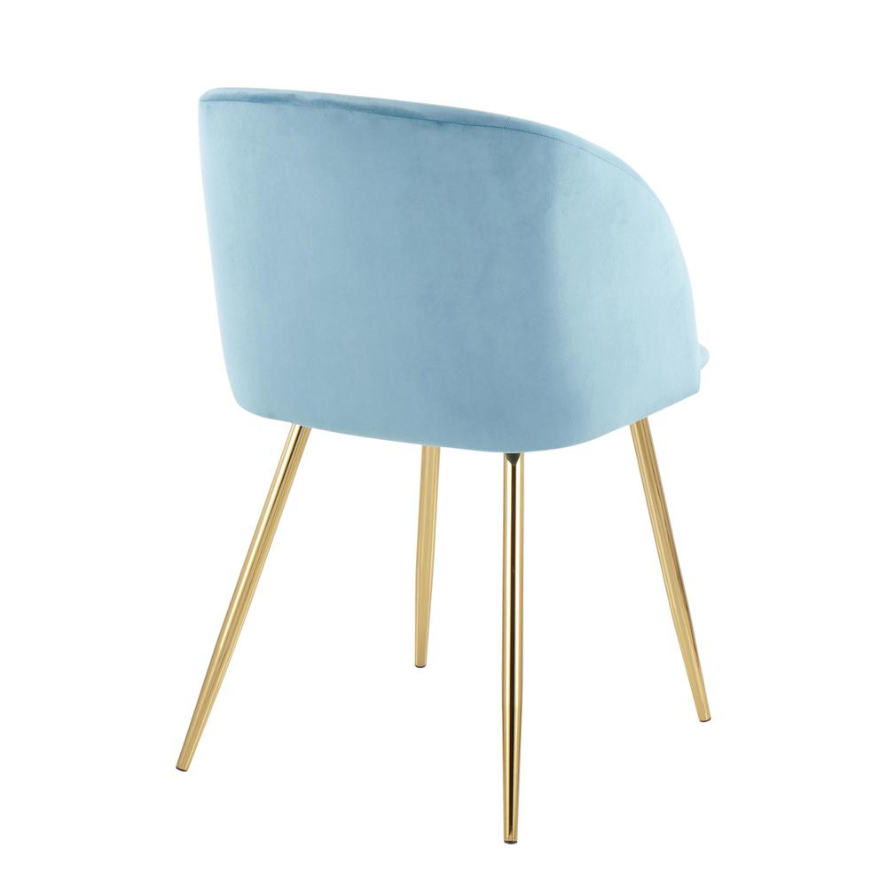Gold Steel, Light Blue Velvet Fran Chair - Set of 2. Picture 4