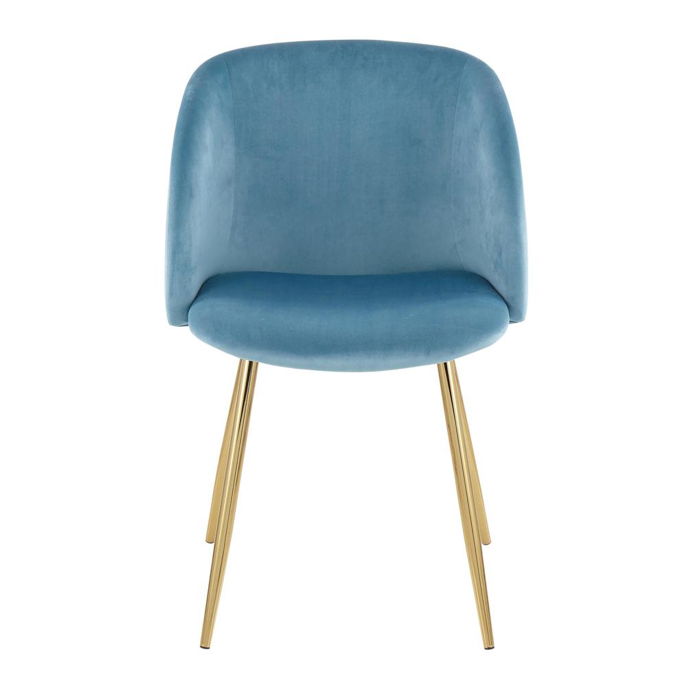 Gold Steel, Light Blue Velvet Fran Chair - Set of 2. Picture 6